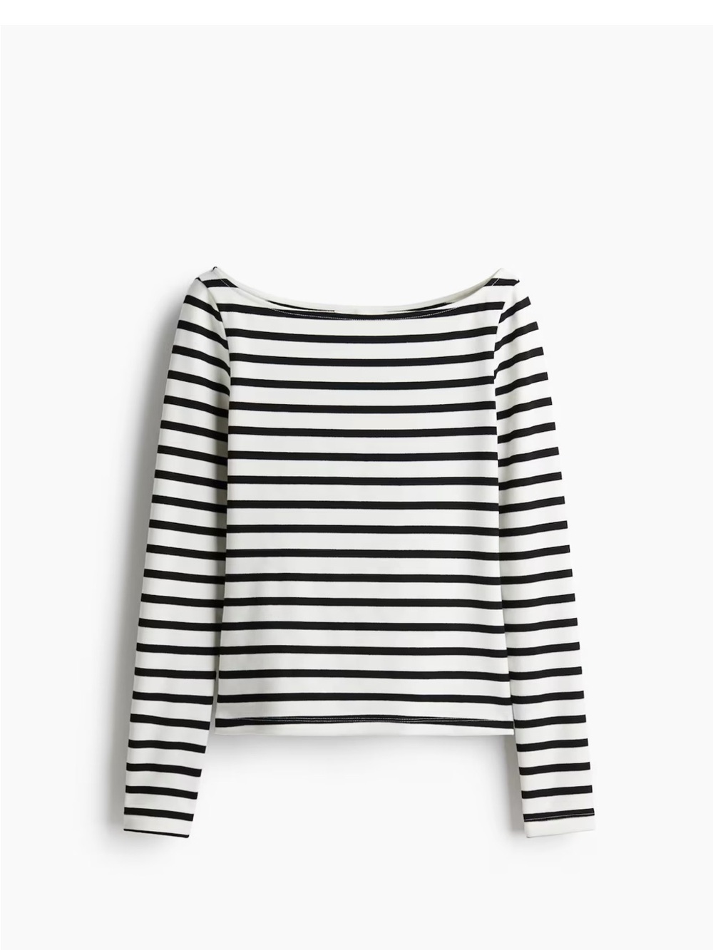 H&M Black & White Striped Long-Sleeve Boatneck Top